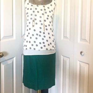 J.Crew The Pencil Skirt 100% Cotton, Large, Emerald Green
